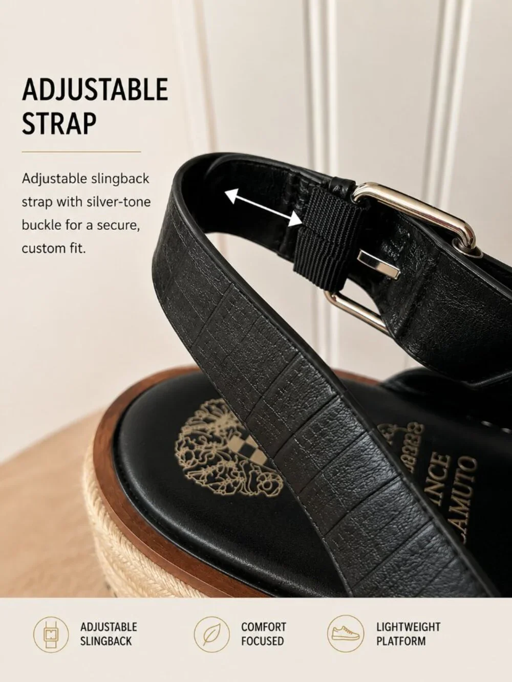 Vince Camuto Marietten Black Croc Embossed Platform Espadrille Sandals 10 Chic